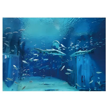 Yongqian 7x5ft Shark Fish Under The Sea World Photography Backdrop Baby Shark Sea Animal Backdrop Birthday Party Decoration Aquarium Ocean Background Photo Booth