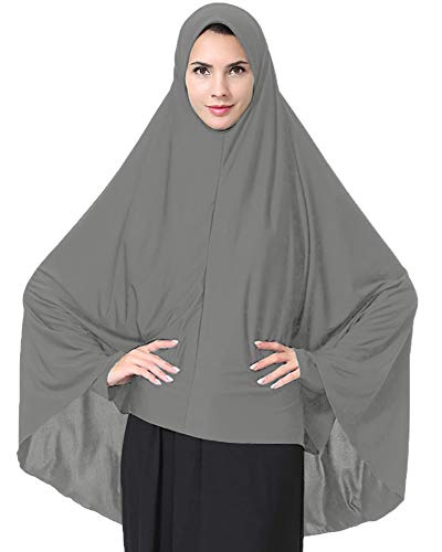 Ababalaya Women's Elegant Modest Muslim Islamic Ramadan Soft Lightweight Jersey Hijab Long Scarf - color: Grey, size: X-Large