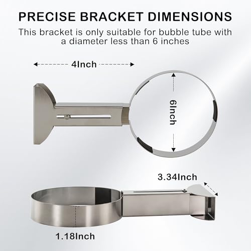 Stainless Steel Bracket for 15cm Sensory Bubble Tube & Aquarium Lamps - Adjustable Dual-Rail Holder with Spill-Proof Base, Child-Safe for Sensory Rooms, Schools, Daycare