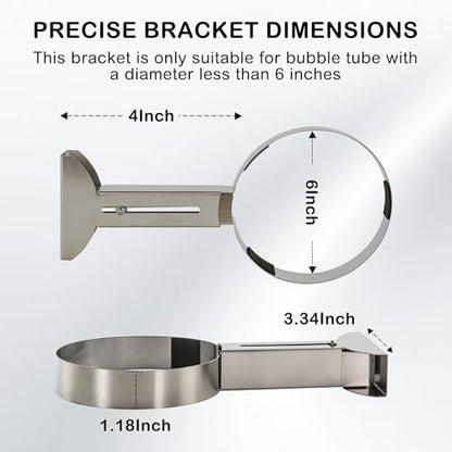 Stainless Steel Bracket for 15cm Sensory Bubble Tube & Aquarium Lamps - Adjustable Dual-Rail Holder with Spill-Proof Base, Child-Safe for Sensory Rooms, Schools, Daycare
