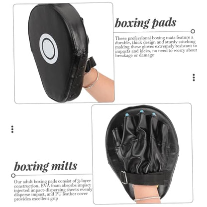 BESPORTBLE 2Pcs Curved Boxing Hand Pads, Black PU Sponge, for Men and Women | Impact and Kick Resistance, Safe Feel, Three-Layer Thick Build, Martial Arts Practice, Boxing Strike Focus