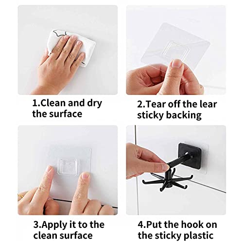 YeeBeny 360 Degrees Rotating Folding Hook Self-Adhesive 180 Degrees | Self Adhesive Utensil Rail With Hooks For Baby & Bottle Brush Holder - color: Black