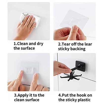 YeeBeny 360 Degrees Rotating Folding Hook Self-Adhesive 180 Degrees | Self Adhesive Utensil Rail With Hooks For Baby & Bottle Brush Holder - color: Black