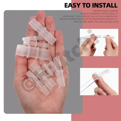 Hilitchi 48PCS 10 Sizes Plastic Hose Barb Fitting and 6 Sizes Nylon Strap Throat Hoop Assortment Kits M3.9-M19 Plastic Pipe Connectors Joint for Fuel Gas Liquid Air - style: No.3