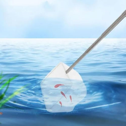 Aquarium Net with Extendable Long Handle, Adjustable Wastes Skimming Cleaning Tools Nylon Fishing Mesh Nets with Long Plastic Handle - color: square, style: S