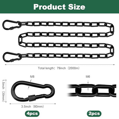 79inch Extra Long Safety Suspension Chain Set, 2000mm with 4 Clasps, Seamless Welding, Easy Install for Chandelier, Camping, Fence Gate - size: 79inch