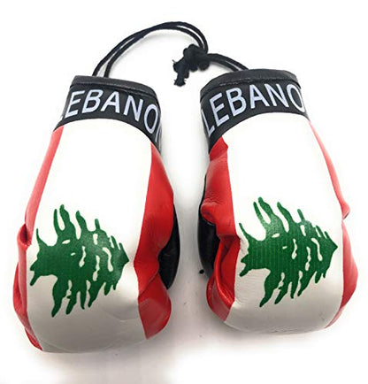 Hanging Car Mirror Mini Boxing Gloves (Lebanon) - color: Lebanon