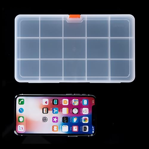 Jewelry Organizer (2 Pack) Clear Plastic Organizer Box (15 Girds), Beads Storage Containers Box for Small Items and Other Craft Projects,Size 7.91 x 4.37 x 0.71 in - size: 15 Grids