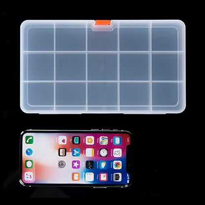 Jewelry Organizer (2 Pack) Clear Plastic Organizer Box (15 Girds), Beads Storage Containers Box for Small Items and Other Craft Projects,Size 7.91 x 4.37 x 0.71 in - size: 15 Grids
