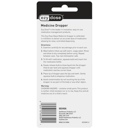 EZY DOSE Kids Straight-Tip Ear and Eye Medicine Dropper For Liquid & Medicine, 1mL Capacity Calibrated Glass, Rubber Bulb, Deliver Correct Dose, Clear, BPA Free | Glass dropper, Calibrated in 1/4 mL increments, Holds up to 1 mL of liquid, Straight tip, De