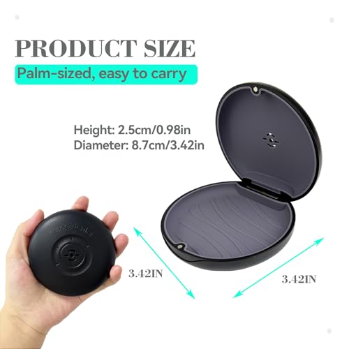 2 Pack Retainer Case with Vent Hole, Compatible with Invisalign | Portable Slim Travel Aligner Case,Secure Magnetic Closure-Food Grade Silicone Pad(2 Pack Black+Gray Silicone) - color: 2 Pack Black+gray Silicone