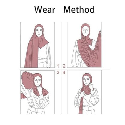 Pre-sewn Instant Hijab Non-slip Scarf for Women Modal Jersey Head Scarf Wrap for Women - color: White