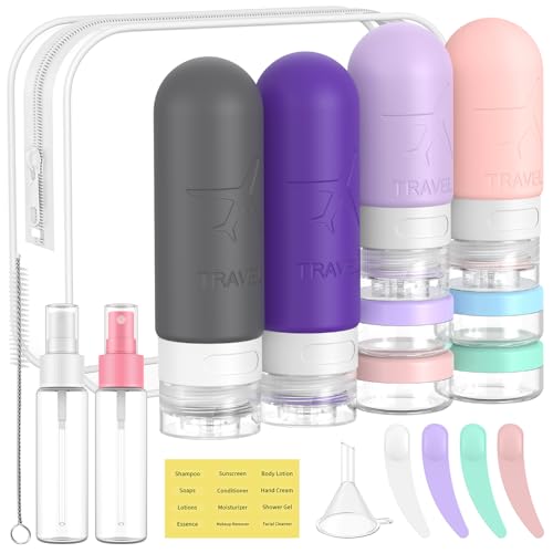 ME.FAN 18 Pack Travel Bottles for Toiletries, TSA Approved, Purple - color: Purple