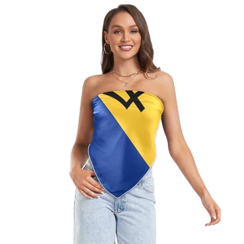 Bandana Square Head Scarf for Women Satin Hair Wrap Fashion Headband 27" - color: Barbados Flag