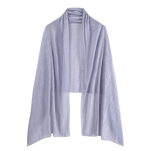 OurLore Chiffon Shawls Wraps for Women Sheer Glitter Scarf Sparkly Rhinestones Shoulder Sarong Cover Up Hijab for Wedding - color: Silver Gray