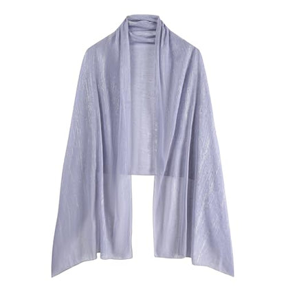 OurLore Chiffon Shawls Wraps for Women Sheer Glitter Scarf Sparkly Rhinestones Shoulder Sarong Cover Up Hijab for Wedding - color: Silver Gray