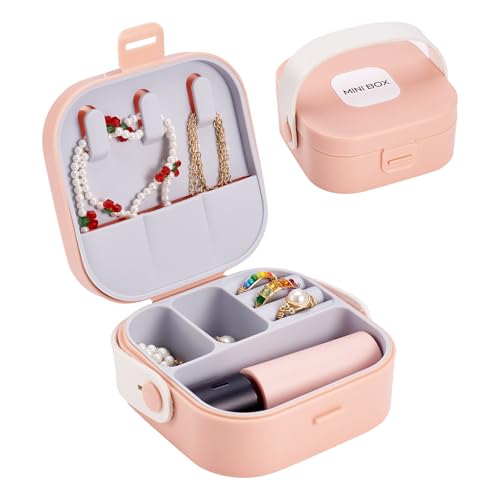 Silicone Jewelry Boxes Present Box,PU Leather Travel Jewelry Case,Mini Jewelry Box Travel Jewelry Box Jewelry Gift Boxes Necklaces Earrings Bracelets Boxes for Women,Pink - color: Pink