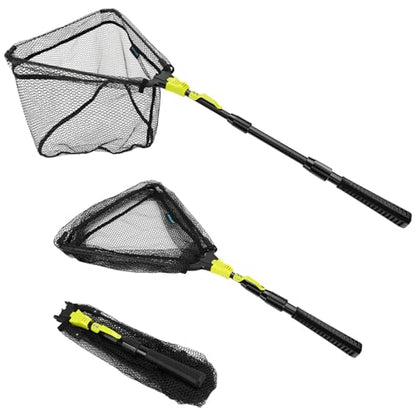 SANLIKE Foldable Fishing Landing Net, Telescopic Aluminum Pole Fishing Net | Fast folding fishing landing net for easy carrying,soft mesh safeguards fish during freshwater lake, river and pond shore - size: 43 inch