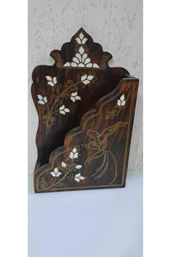 SODEF Quran Box Stand Walnut Wood Mother of Pearl Inlay Book Holder 15.4 Inches Height