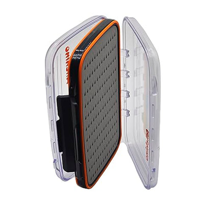 ALICHINO Fly Box for Fly Files Ice Jig Box Two Sided Waterproof Fly Fishing Box for Nymphs and Streamers (Grey Foam Insert, M 7.3 * 4.5 * 1.6Inch) - size: Medium 7.3 * 4.5 * 1.6 Inch