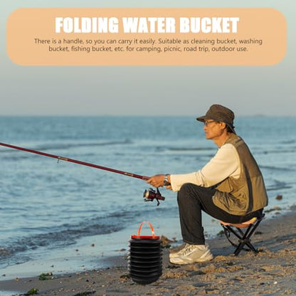 Mikikit 4L Portable Folding Water Bucket with Lid and Handle Collapsible Bucket for Camping Outdoor Car Washing Fishing and Picnics