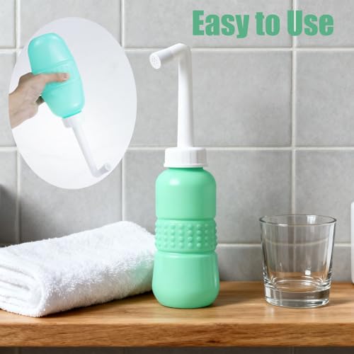 Portable Handheld Personal Hygiene Refresher Toilet Butt Cleaner Travel Bidet Spray Bottle for Home 450 ML(15oz)-Green - color: Green