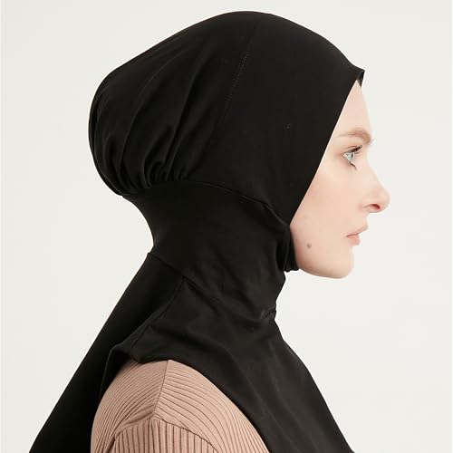Modefa Women's Premium Cotton Ninja Bonnet - Complete Coverage - One Size Fits Most - For Muslim Women Ninja Undercap Hijab - color: Black