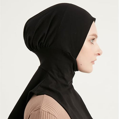 Modefa Women's Premium Cotton Ninja Bonnet - Complete Coverage - One Size Fits Most - For Muslim Women Ninja Undercap Hijab - color: Black