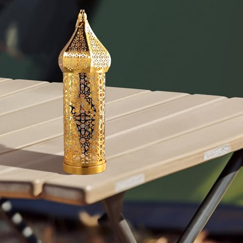Moroccan Style Hollow Iron Lantern For Ramadan Festival Decoration With Ornamental Light Feature For Home Use (L)