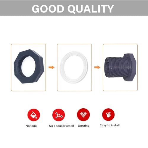 2 Pieces PVC Bulkhead Fitting 1Inch /1.5 inch Plastic Pipe Connector for rain Barrel Aquarium Bulkhead Tank Bulkhead Aquarium Bulkhead (1 inch) - size: 1 Inch