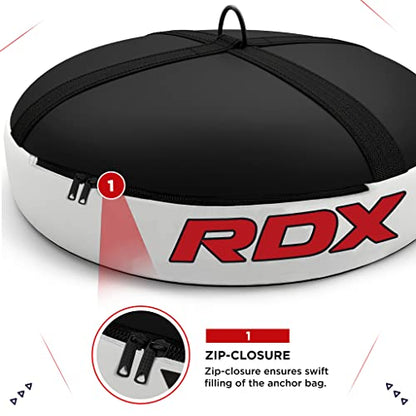 RDX Floor Anchor for Punch Bag Double end Speed Ball, Non Tear Maya Hide Leather, Heavy Duty D Ring, Easy Zipper Closure, Maximum Swing Reduction for Boxing MMA, Muay Thai, Kickboxing Training Bags