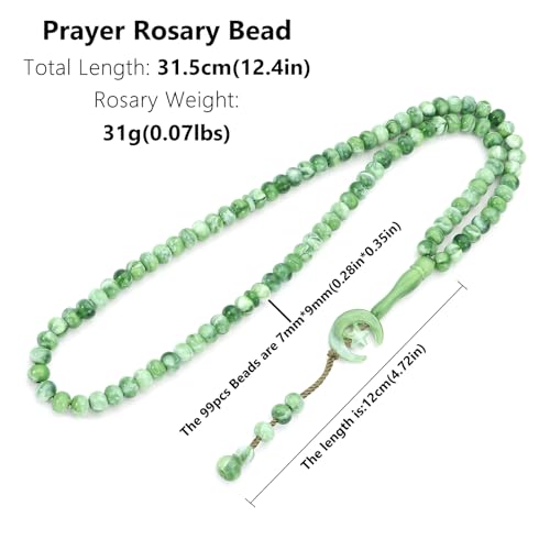 2 Pack Prayer Beads, Muslim Tasbih 99 Beads Allah & Muhammad Islamic Prayer Rosary Muslim Islam Misbaha Tasbeeh 99 Necklace for Men and Women(Green) - color: Green