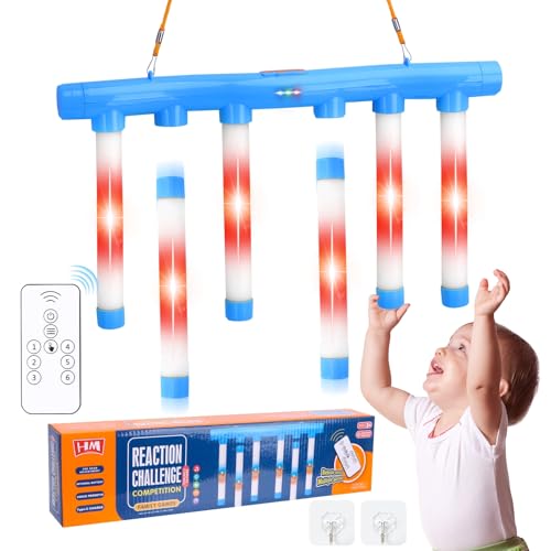 OCES Reflex Stick Game, Reflex Light-Up Sticks Reaction Training Hand Speed Challenge Game, Upgrade Hand Eye Coordination Training Toy Remote Control 3 Adjustable Speed (Light-Up Blue) - color: Light-up Blue