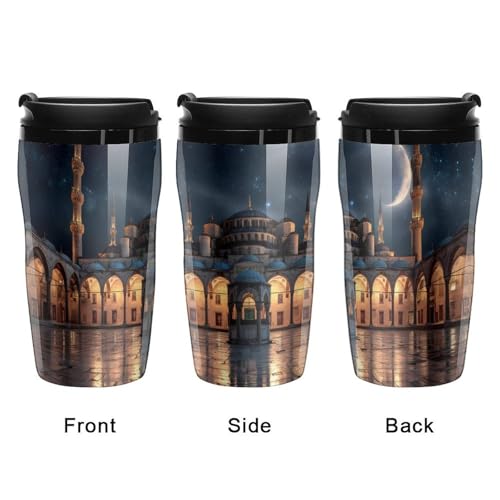 Blue Mosque Islamic Muslim Coffee Mug Double Wall Travel Tumbler Tea Cup for Hot/Ice Drinks 250ml