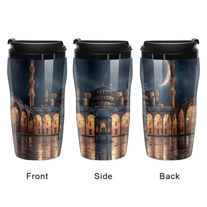 Blue Mosque Islamic Muslim Coffee Mug Double Wall Travel Tumbler Tea Cup for Hot/Ice Drinks 250ml