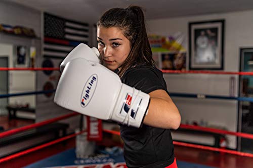 Fury Professional Lace Training Gloves - Lace Up Sparring Gloves for Boxing, Bag, and General Training - color: White, size: 18 oz