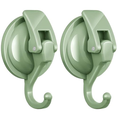 Heavy Duty Vacuum Suction Cup Hooks, Pastel Green Plated Polished Super Suction for Kitchen Bathroom, 2 Pack - color: Pastel Green
