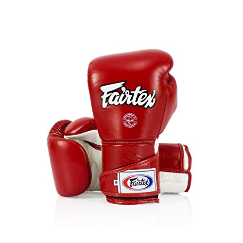 Fairtex BGV6 Angular Boxing Gloves, Locked Thumb Muay Thai MMA Kickboxing | Premium synthetic body with triple-layer foam padding. Joint protection and firm wrist support safeguard hands on heavy bags - color: Red/White, size: 12oz