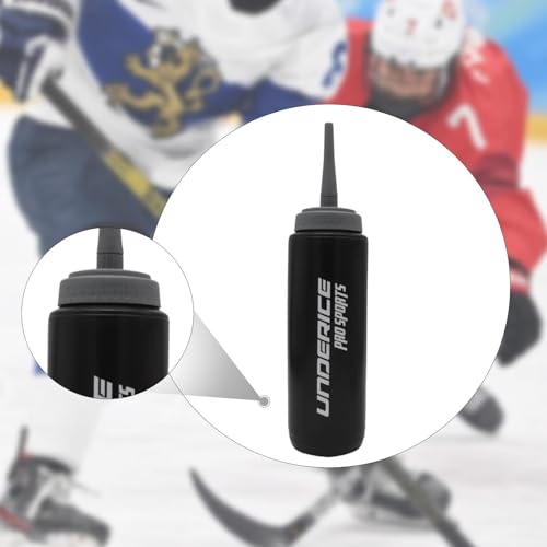Sports Squeeze Water Bottle Water Cup Leakproof Long Nozzle Drink Bottle for Exercise Boxing Fitness Football Ice Hockey, Black