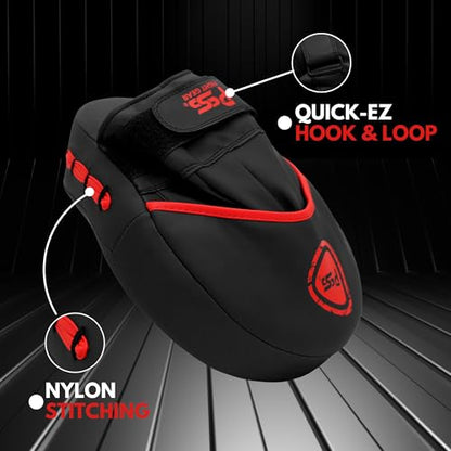 PSS Boxing Focus Pads - Hook & Jab Punch Mitts for MMA, Kickboxing, Karate, Muay Thai, and Taekwondo Training - Hand Target Strike Shield Punching Gloves Pad - color: Red