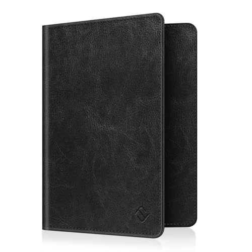 FINTIE Passport Holder, Slim Travel Wallet RFID Blocking Card Case Cover - color: Vintage Black