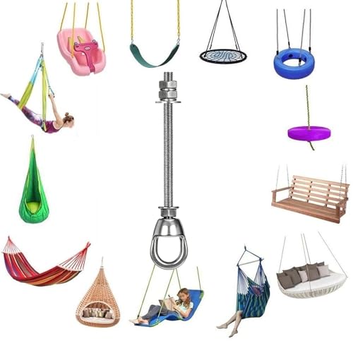 Heavy Duty 800LBS Punching Bag Hanger Swivel Ceiling Hook, 360 Bearing Rotation Stainless Steel Swing Anchor with Quick Release Carabiner, Anti Loose Double Nut Mount for Boxing Hammock Swing