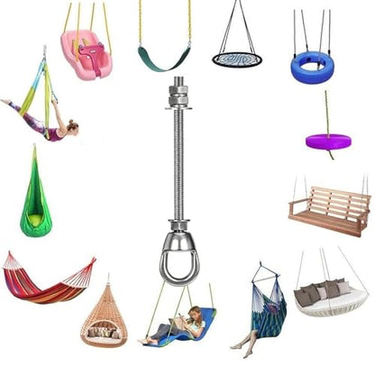 Heavy Duty 800LBS Punching Bag Hanger Swivel Ceiling Hook, 360 Bearing Rotation Stainless Steel Swing Anchor with Quick Release Carabiner, Anti Loose Double Nut Mount for Boxing Hammock Swing