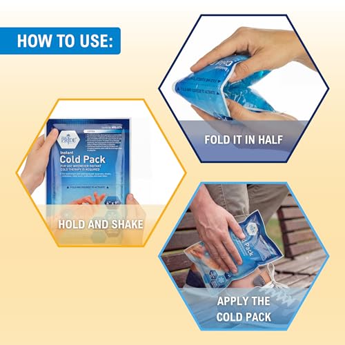 MED PRIDE Instant Cold Pack First Aid Kit Ice Pack for Injuries and Pain Relief, No Freezer Needed, 5in X 6in (6 Count (Pack of 1) Clear) - size: 5 X 6 Inch (Pack of 6)