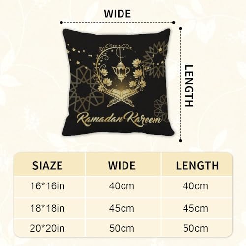 ramadan pillow covers 18x18 in black and gold throw pillow covers set of 2 geometric religious Quran throw pillows cover gift Islamic lantern Eight-Pointed Star moon pillows cover Glitter pillowcover - color: Ramadan-3