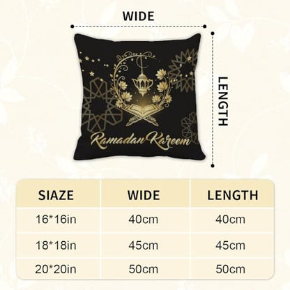 ramadan pillow covers 18x18 in black and gold throw pillow covers set of 2 geometric religious Quran throw pillows cover gift Islamic lantern Eight-Pointed Star moon pillows cover Glitter pillowcover - color: Ramadan-3