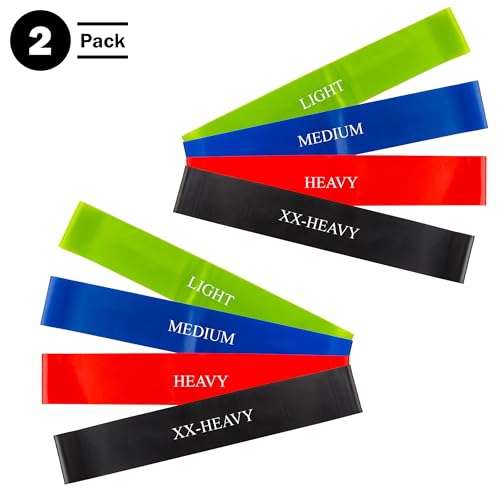 Resistance Bands for Working Out - Workout Band Loop - Exercise Bands with 4 Levels for Toning, Stretching or Physical Therapy by Home-Complete - size: 8 Pack