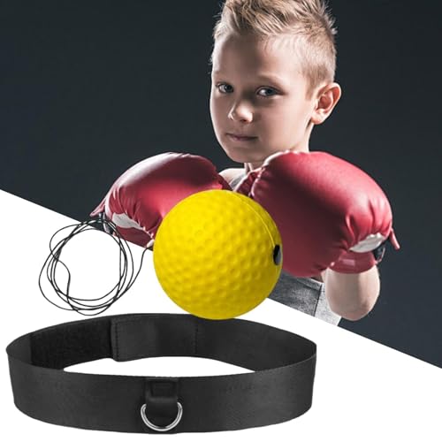 Boxing Ball with Headband, Boxing Reflex Ball Headband Set | React Reflex Ball for Adult Training | Indoor Outdoor Fitness Equipment - color: Yellow