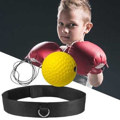 Boxing Ball with Headband, Boxing Reflex Ball Headband Set | React Reflex Ball for Adult Training | Indoor Outdoor Fitness Equipment - color: Yellow