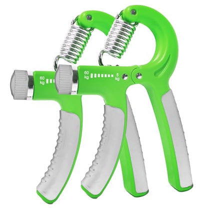 Hand Grip Strengthener 2 Pack Adjustable Resistance 5-60kg (10-130lb) Forearm Wrist Finger Exerciser Grip Strength Trainer Squeezer for Workout - color: Green